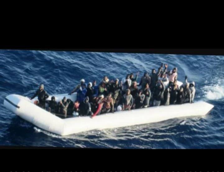 A picture taken by Italian coastguard, which shows the dinghy that Isaias says he used to cross the Mediterranean