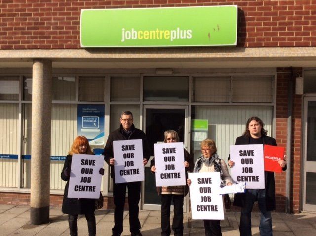 Campaigners outside Herne Bay job centre a few weeks before it closed.