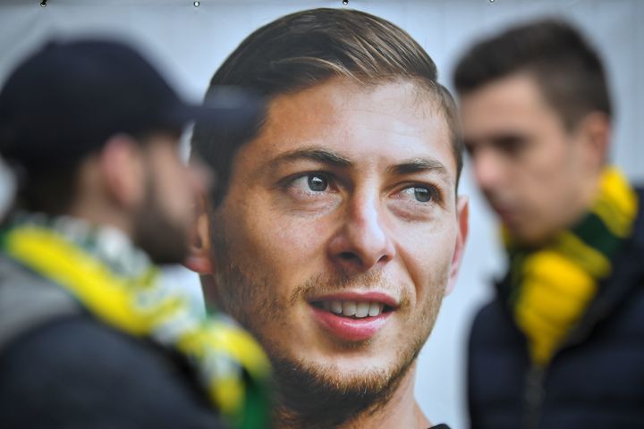 Emiliano Sala, seen here in a tribute in Nantes, France, had signed for Cardiff in a club-record deal.