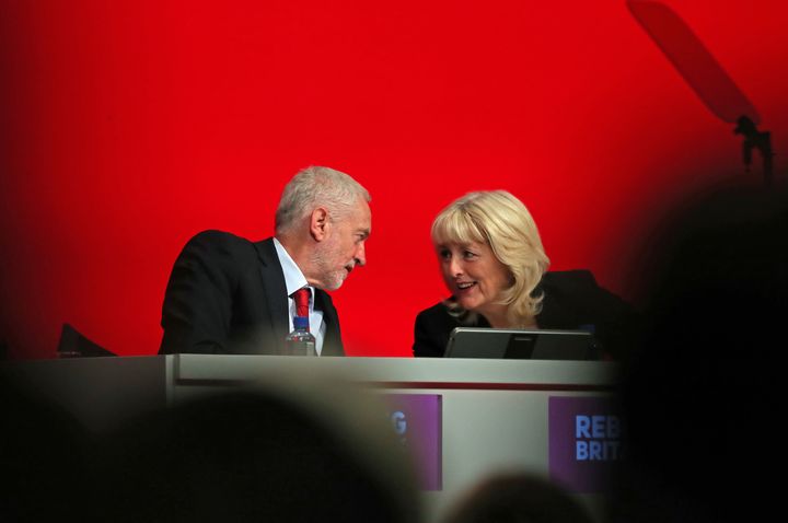 Jeremy Corbyn with Jennie Formby at Labour Party conference in Liverpool