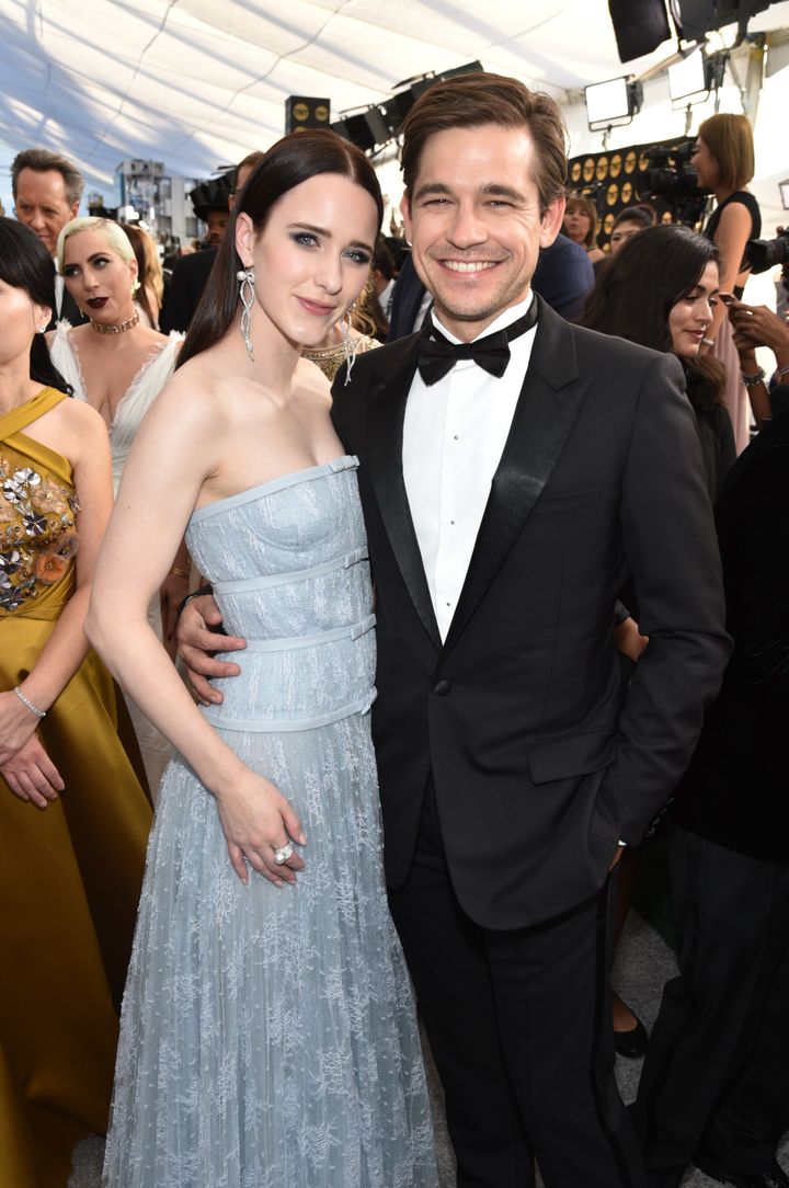 Rachel Brosnahan and husband Jason Ralph at the Screen Actors Guild Awards Sunday evening.