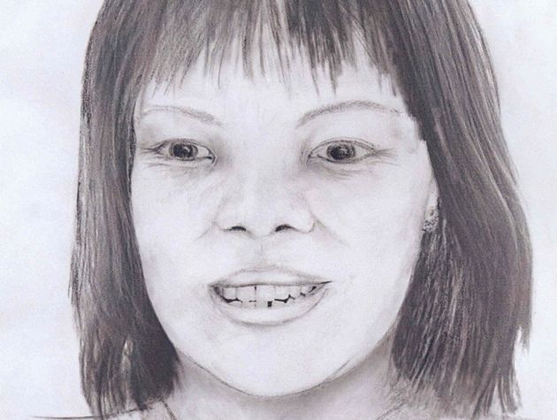 An artist's impression of the body of the woman who was found dumped in a stream in the Yorkshire Dales in 2004 