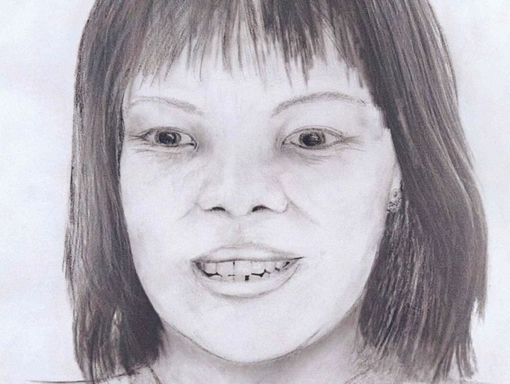 An artist's impression of the body of the woman who was found dumped in a stream in the Yorkshire Dales in 2004 
