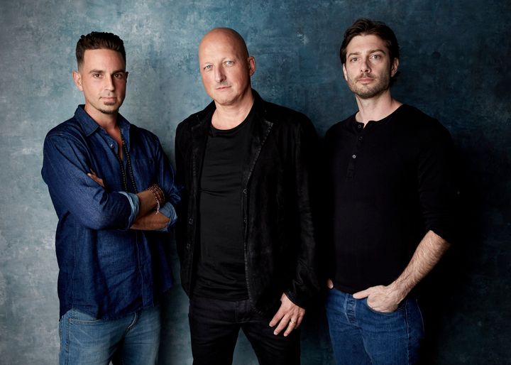 (From left) Wade Robson, director Dan Reed and James Safechuck of "Leaving Neverland" at the Sundance Film Festival in Park City, Utah.
