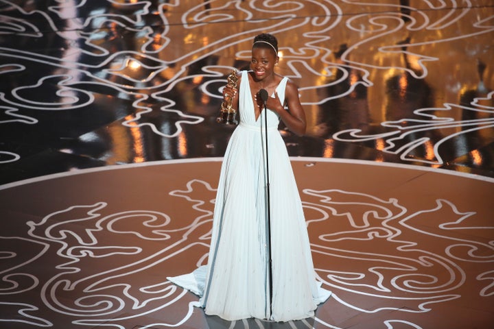 Nyong'o accepting the Best Supporting Actress Oscar for "12 Years a Slave" in 2014.