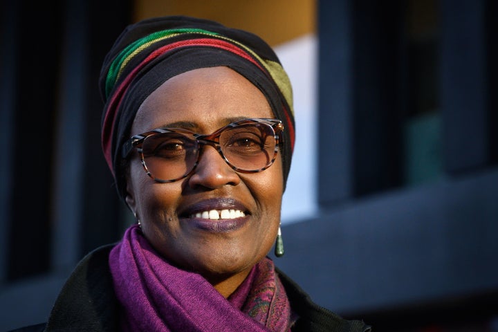 Executive director of Oxfam International, Winnie Byanyima, sat the World Economic Forum meeting in Davos, on Jan. 21, 2019.