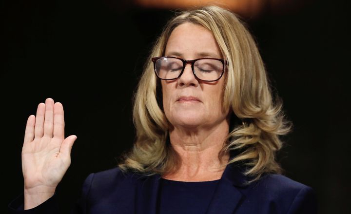 Christine Blasey Ford is sworn in to testify before the Senate Judiciary Committee on Capitol Hill in September. Rep. Jackie Speier (D-Calif.) tweeted that she is nominating Ford for the John F. Kennedy Profile in Courage Award.