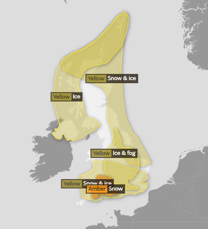 Forecasters upgraded weather warnings in some parts of the UK on Thursday.