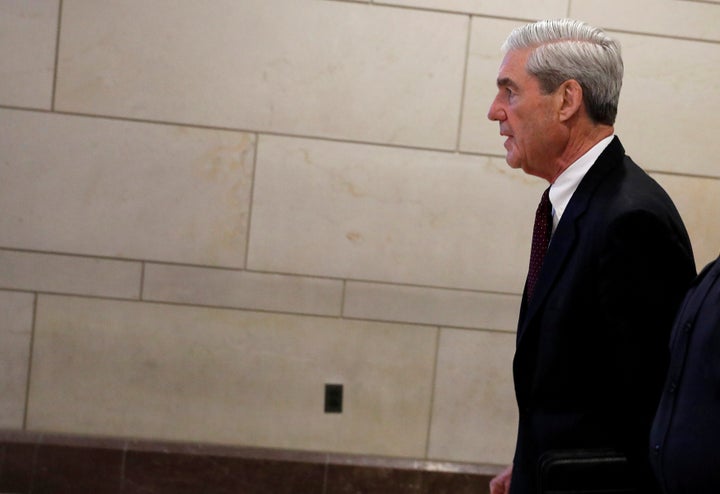 Special Counsel Robert Mueller departs after briefing the U.S. House Intelligence Committee on his investigation of potential