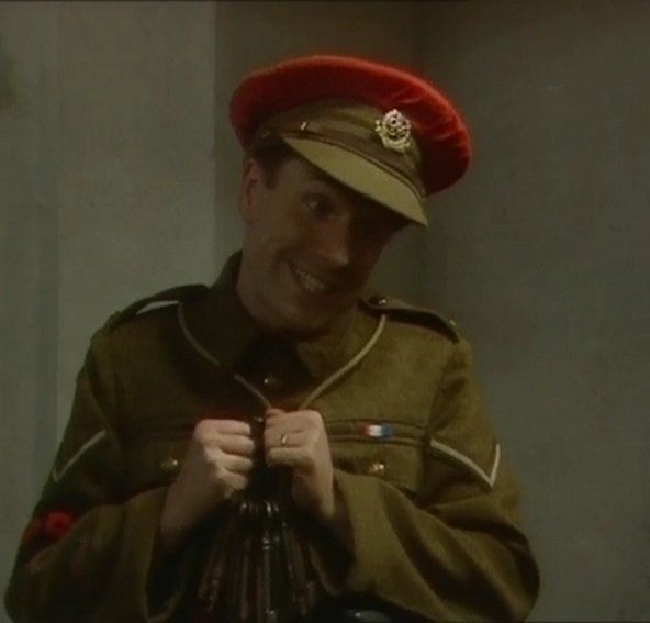 Hardy as Corporal Perkins in Blackadder Goes Forth.