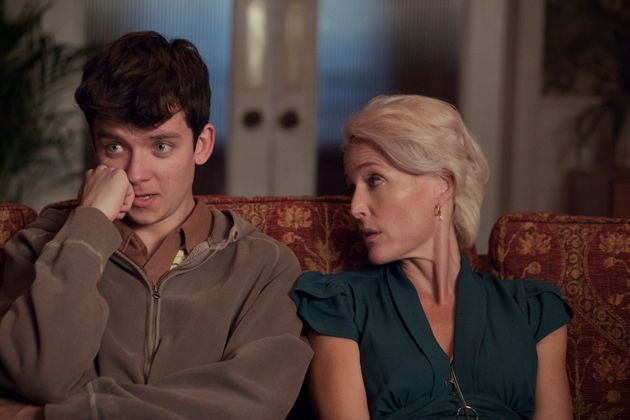 Asa Butterfield and Gillian Anderson in Sex Education