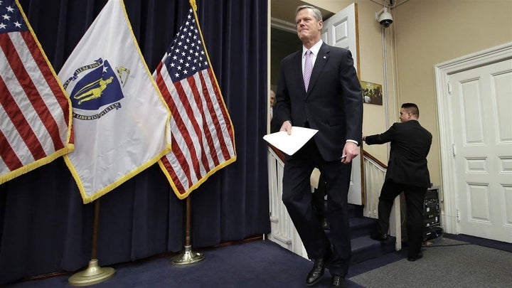 Massachusetts Republican Gov. Charlie Baker, in Boston last week, has said he wants to prosecute drugmakers that charge Medic