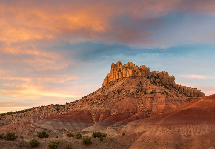 Sunrise over the Circle Cliffs near Long Canyon Overlook, Grand Staircase-Escalante National Monument. The Colt Mesa deposit, discovered in 1969, is located in the Circle Cliffs area, approximately 35 miles southeast of Boulder, Utah.