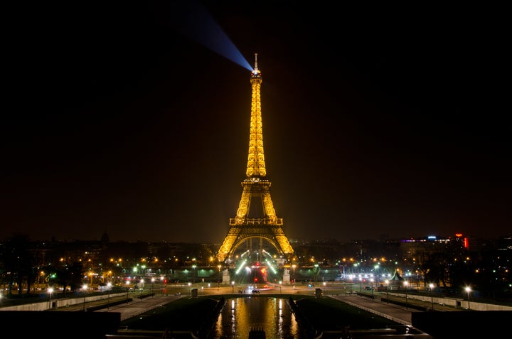 The Eiffel Tower illumination begins at sundown and ends at 1 a.m.