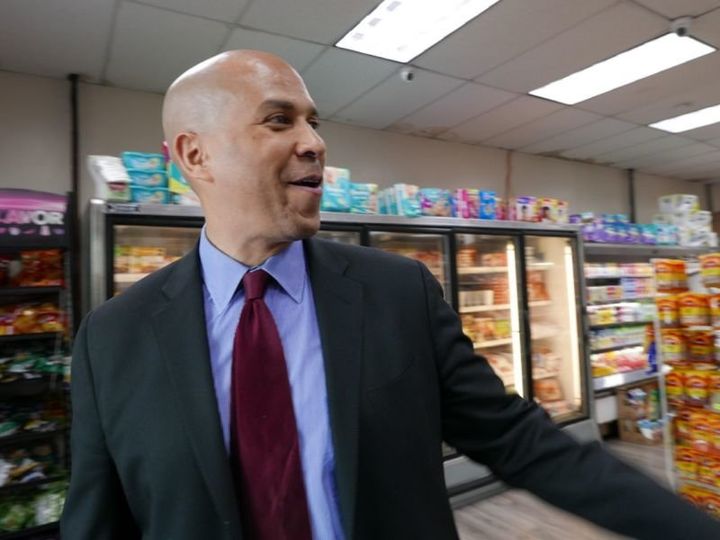 Sen. Cory Booker visiting the Almonte Supermarket in Newark’s Central Ward, April 23, 2018.