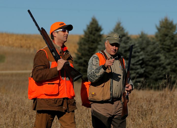 Donald Trump Jr. on the hunt in 2017 with white supremacist defender Rep. Steve King (R-Iowa).