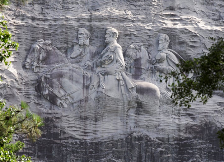 Confederate leaders etched into a rock face at Stone Mountain.