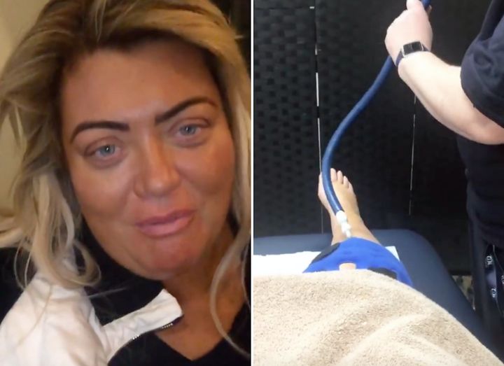 Screengrabs from Gemma's Instagram story after her accident