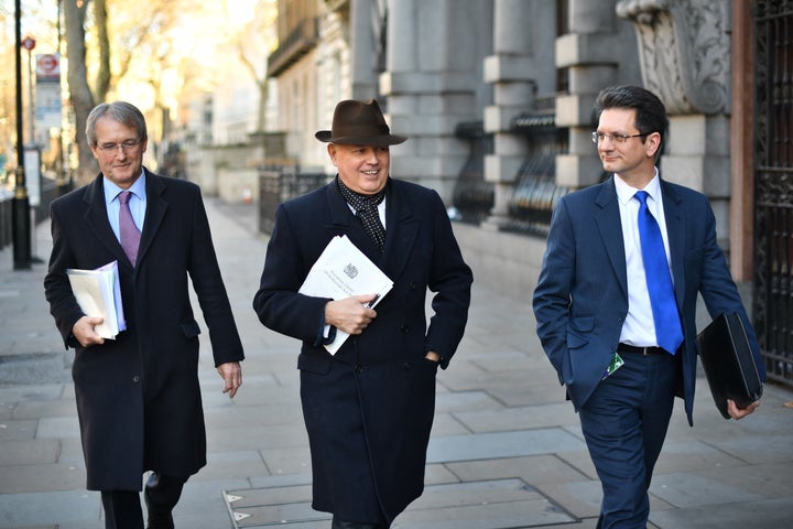 <strong>ERG members Owen Paterson (L) and Steve Baker (R) with former Tory leader Iain Duncan Smith</strong>