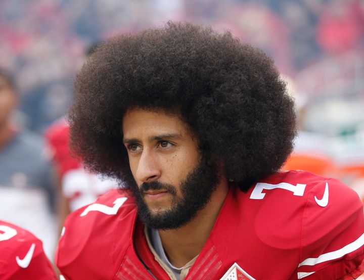 Former San Francisco 49ers quarterback Colin Kaepernick began protesting police brutality by kneeling during the national anthem at NFL games. 