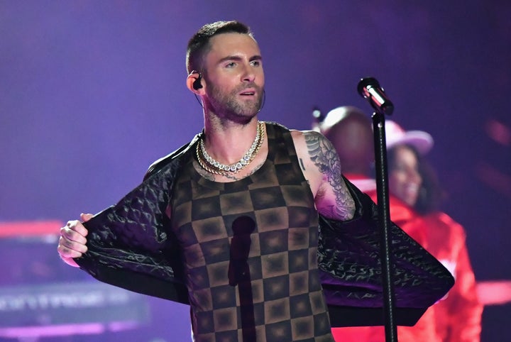 Adam Levine performing at the Super Bowl Half Time show on Sunday, Feb. 3, 2019.