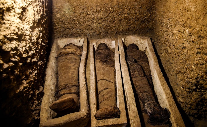 Some of the mummies were buried inside either stone or wooden sarcophagi while others were buried in sand or on the floors of the tombs.