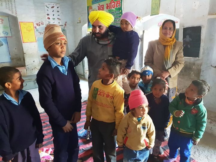 Maan with special children at a government school in village Bhullar Heri