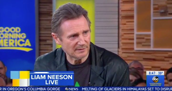Liam Neeson appearing on Good Morning America