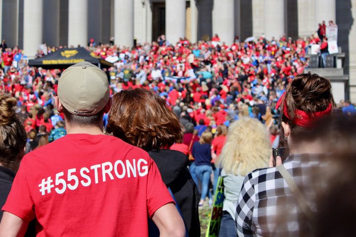 West Virginia teachers went on strike almost exactly a year ago, with a contingent of them converging on the state capitol in Charleston.