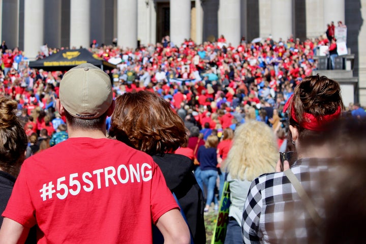 West Virginia teachers went on strike almost exactly a year ago, with a contingent of them converging on the state capitol in Charleston.