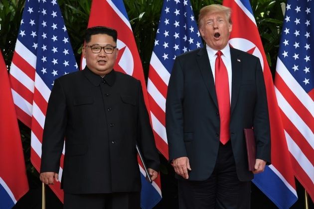 Kim Jong-un and Donald Trump during the Singapore summit.