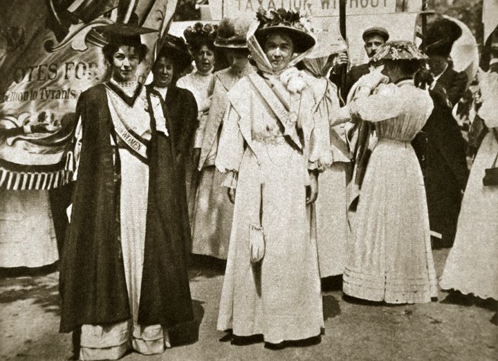 Emmeline Pethick Lawrence (1867-1954) and Emmeline Pankhurst (1858-1928) were two leaders of the Women's Social and Political Union, the organization founded in 1903 that spearheaded the campaign for women to vote in Britain. Here, they're photographed in 1908.