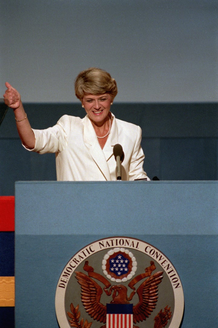 Geraldine Ferraro addresses the crowd at the Democratic National Convention in 1984. 