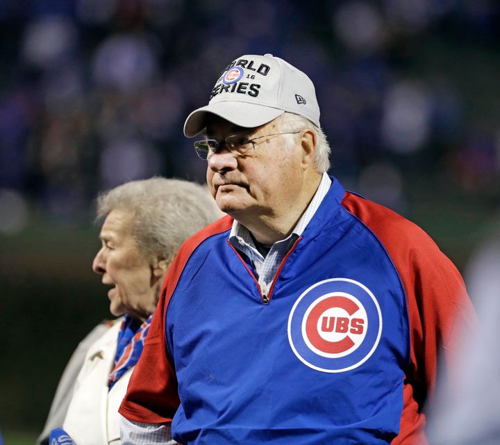 Joe Ricketts, with wife Marlene, before the start of Game 5 of the World Series featuring the Chicago Cubs in 2016. 