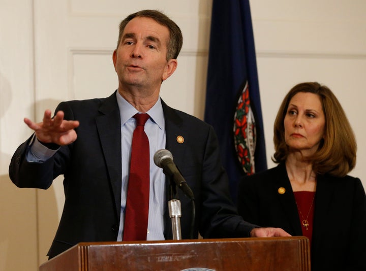 The medical school yearbook of Virginia Gov. Ralph Northam (D) shows a person in blackface next to a person dressed as a member of the KKK. Northam initially apologized, indicating that he was pictured in the photo, then reversed course and denied he was in the picture. 