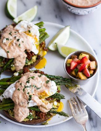 Chorizo Eggs Benedict With Honey Chipotle Lime Sauce