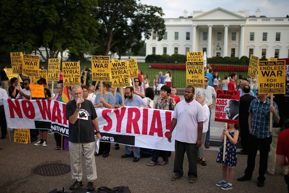 Rally At White House Protests Possible US Military Action In Syria