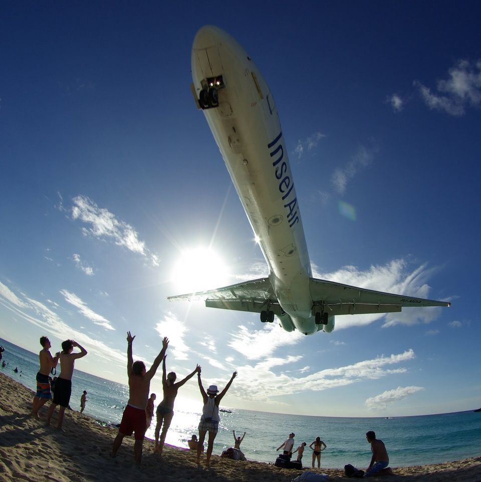 Insel Air's MD-82 approaching over Maho Beach, St. Maarten