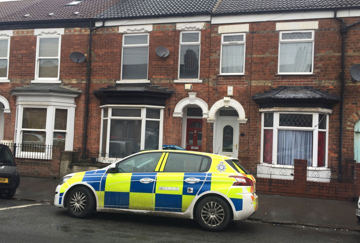 A police car in Raglan Street in Hull, where a 24-year-old man has been arrested on suspicion of abducting Squire 