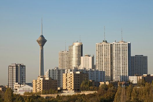 Tehran Skyline and Skyscrapers in the Morning Light