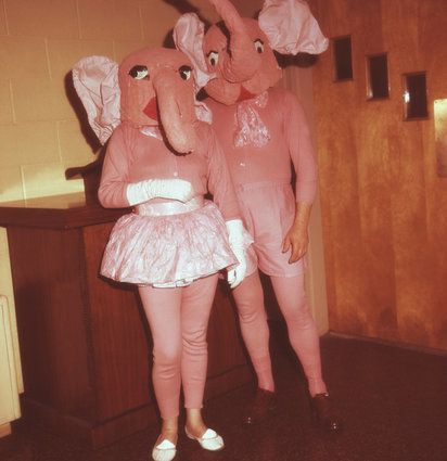 Circa 1959 Couple Dressed as Pink Elephants