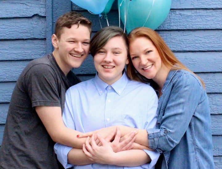 Heather Lundberg Green celebrated her 20-year-old trans son, Adrian (center), with a stunning photo shoot. 