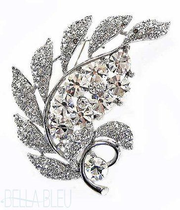 Crystal Leaf Brooch