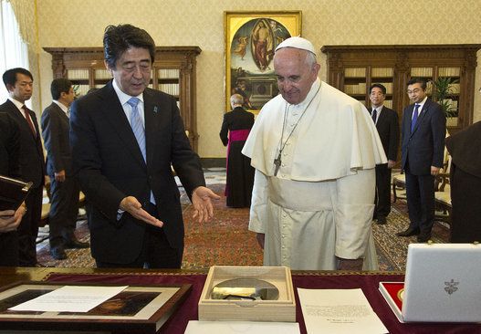 Pope Meets Japanese Prime Minister Shinzo Abe