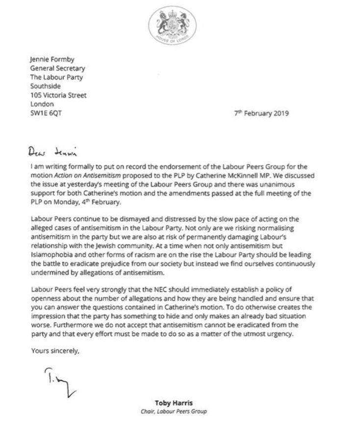 The peers' letter