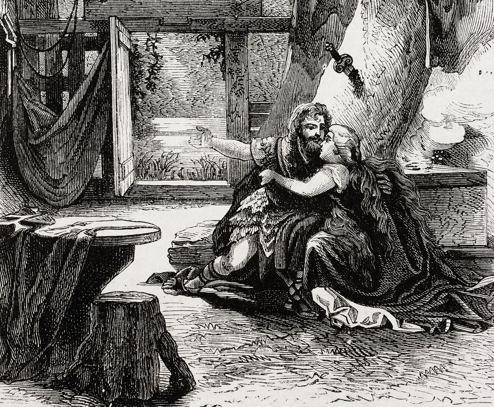 Siegmund and Sieglinde, scene from The Valkyrie, from The Ring of the Nibelung by Richard Wagner, illustration from the weekly Rivista Illustrata (Illustrated Magazine), No 227, May 6, 1883.