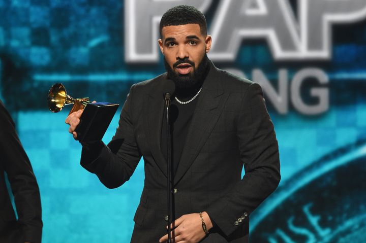 Drake on stage at the Grammys