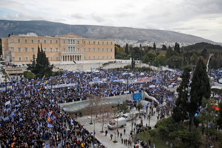 Από το συλλαλητήριο στο Σύνταγμα κατά της συμφωνίας των Πρεσπών στις 20 Ιανουαρίου 2019