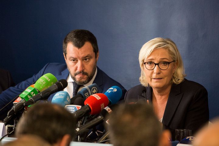 Lega Nord's Matteo Salvini and Front Nationale's Marine le Pen. The pair lead parties which are poised to win more MEPs.