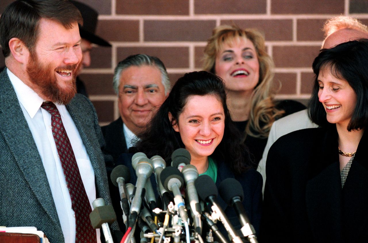 Lorena Bobbitt outside court after her acquittal in February 1994. 